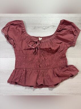 Sim & Sam Milkmaid Top, Mauve, Size XL